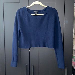Long Sleeve Navy Crop Pullover